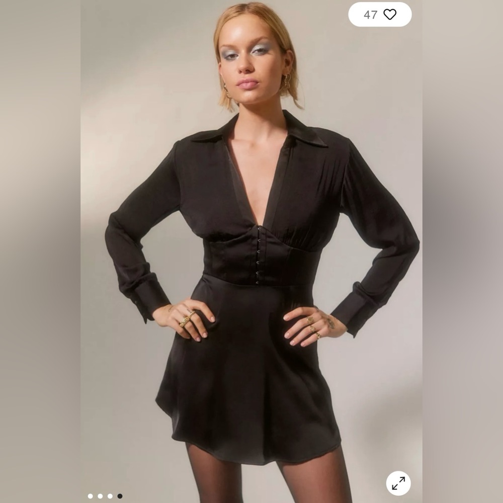 Urban Outfitters Black Corset Long Sleeve Mini Dress
